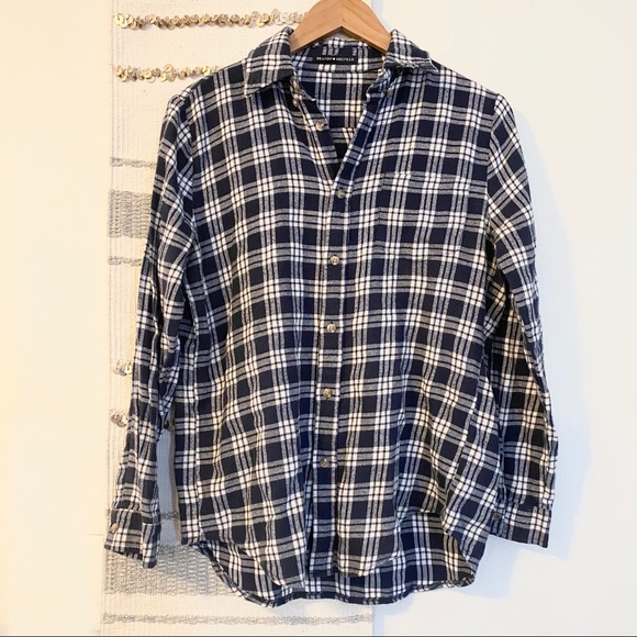 Brandy Melville Tops - BRANDY MELVILLE Plaid Oversized Dad Flannel Blue M
